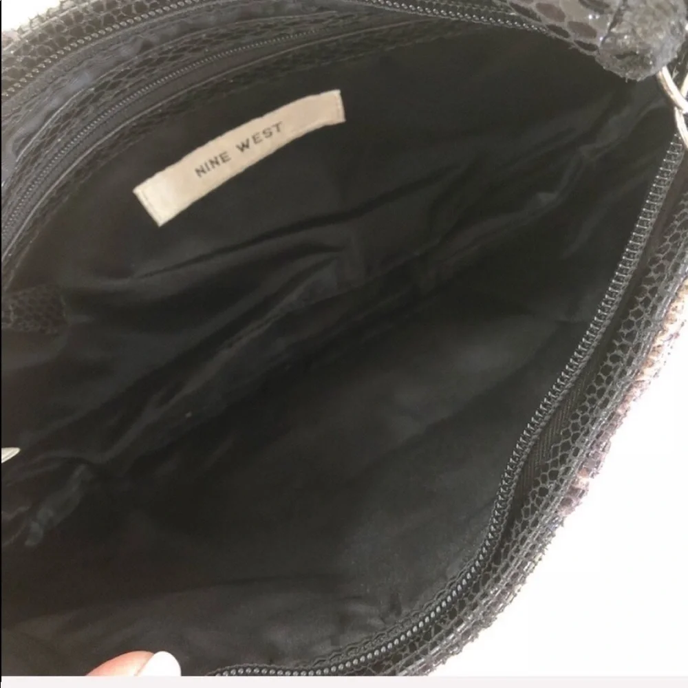 NINE WEST SNAKESKIN WRISTLET CLUTCH.